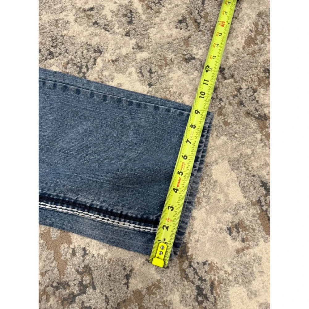 True Religion Straight Leg Jeans Mens 38 Medium‎ Wash White Contrast Stitch Y2K